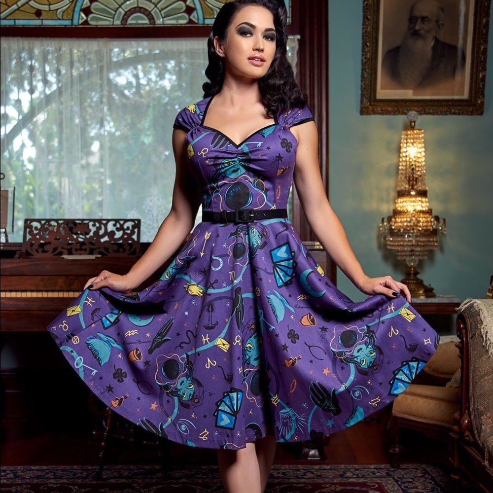 Pinup Couture Fortune Teller Print Heidi Dress